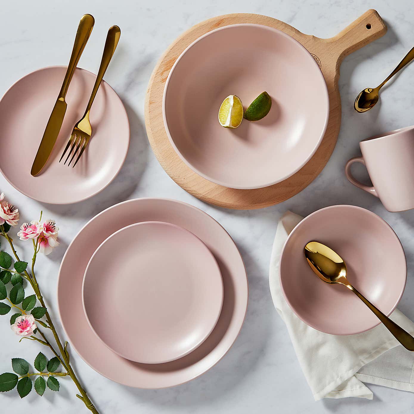 Stoneware Pack of 4 Modern Matt Finish Pink Mugs