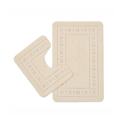 Catherine Lansfield Armoni Cream Bath and Pedestal Mat Set