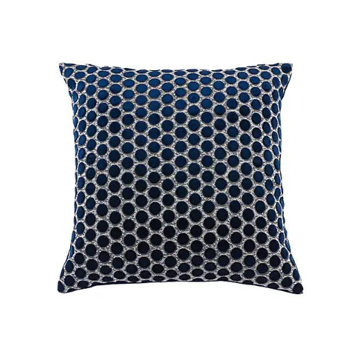 Cut Velvet Polka Dot Navy Cushion