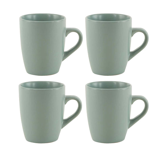 Stoneware Pack of 4 Green Modern Matt Finish Mugs