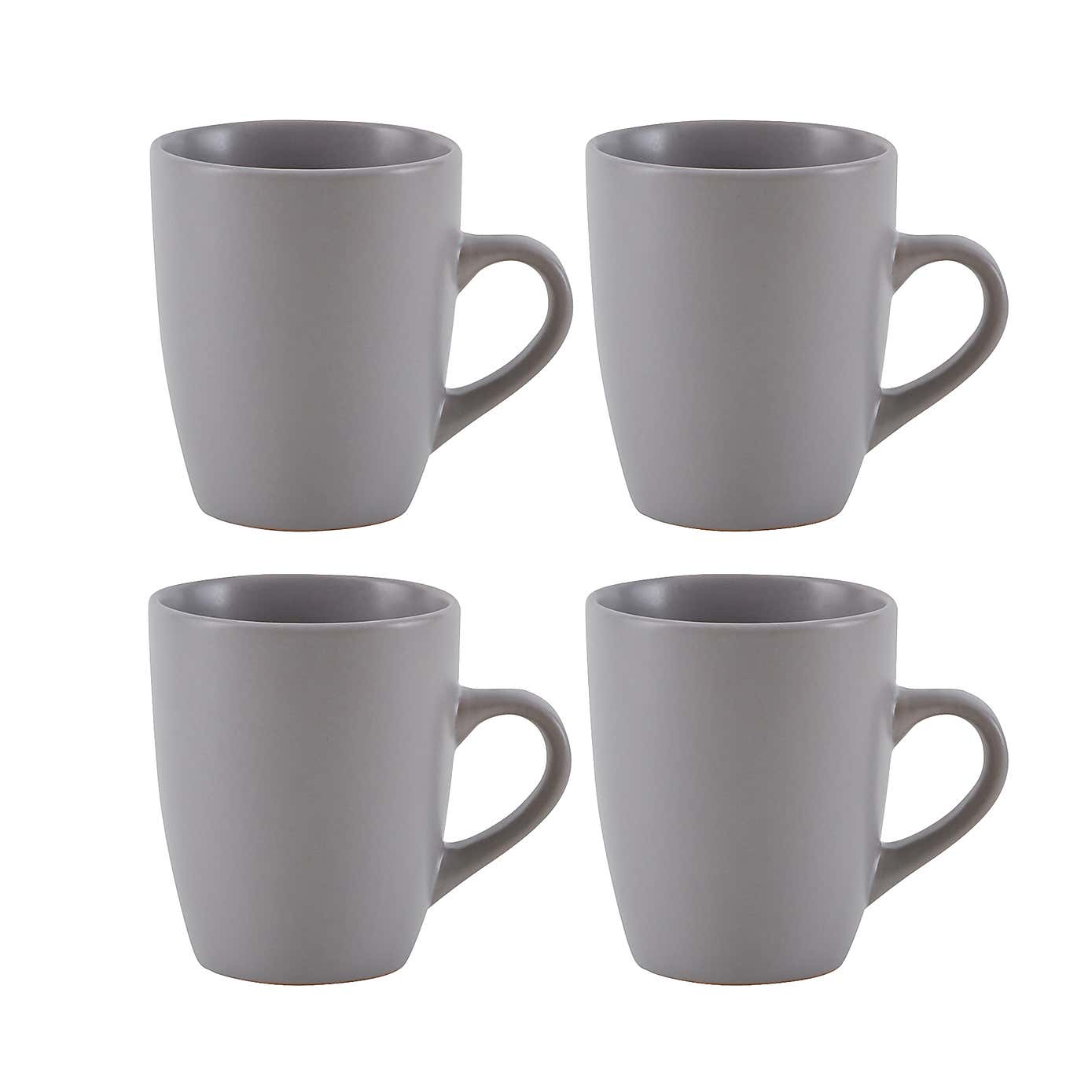 Stoneware Pack of 4 Modern Matt Finish Grey Mugs