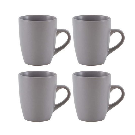 Stoneware Pack of 4 Modern Matt Finish Grey Mugs