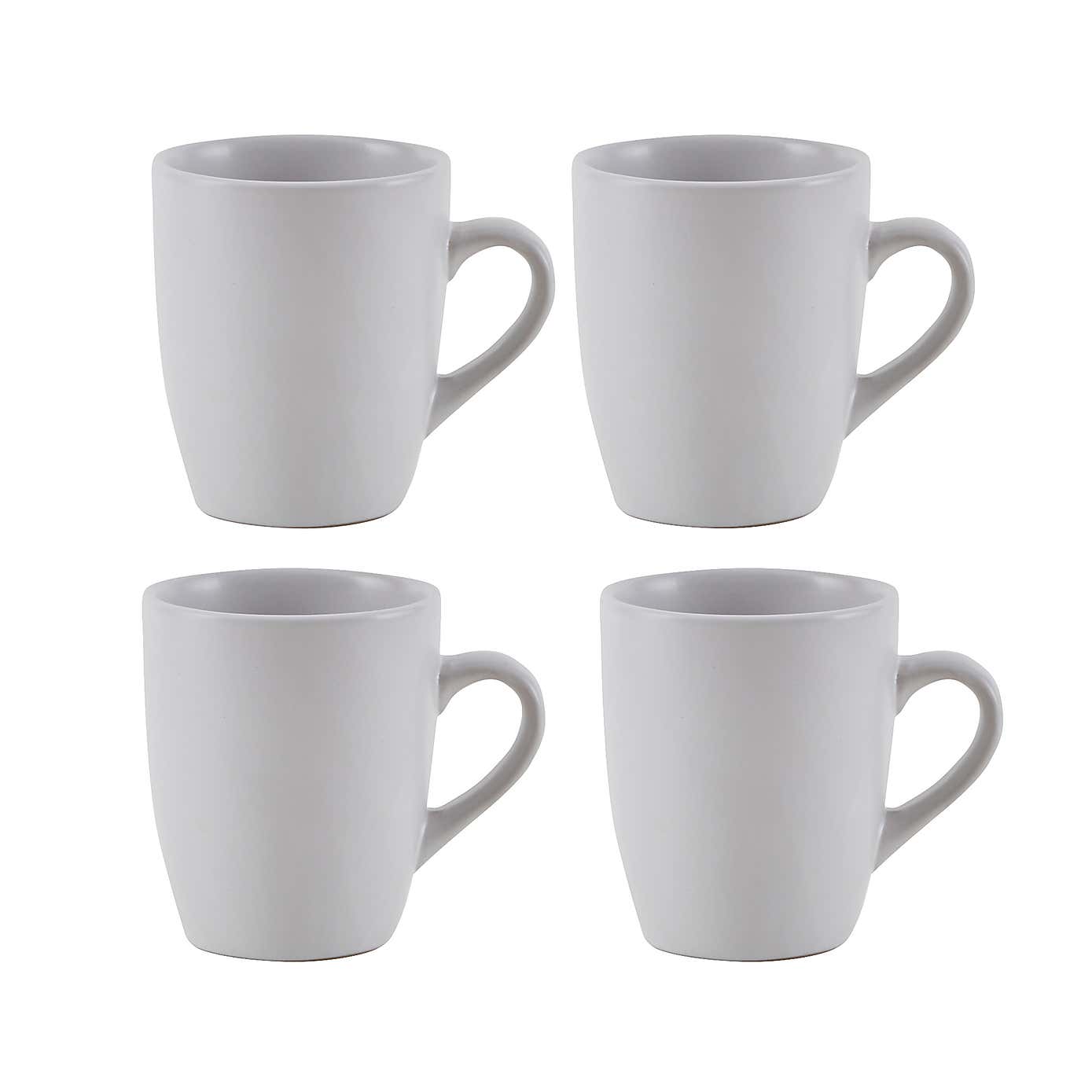 Stoneware Pack of 4 Matt Finish Natural Mugs