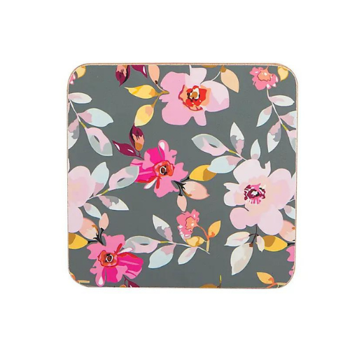 Gardenia Set of 4 Grey Floral Coasters